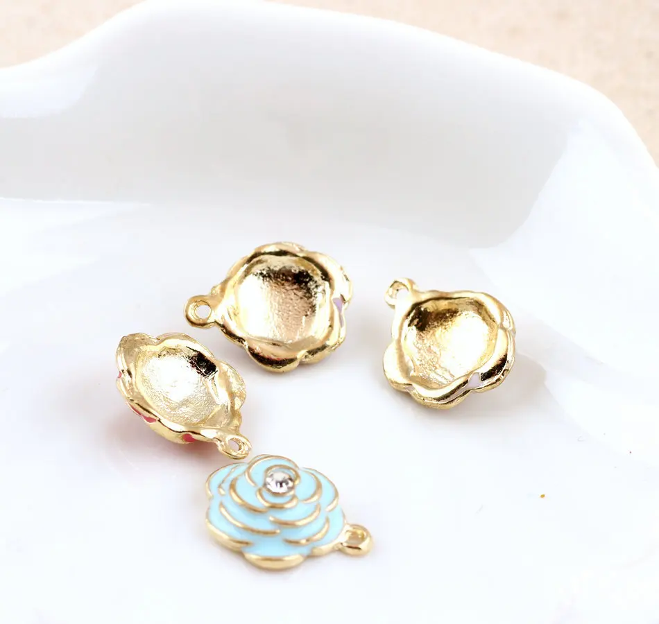 Стразы сердечник из сплава подвеска в виде цветка золотой тон масляная капля