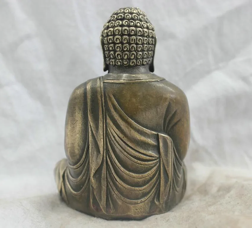 Free shipping Chinese Folk Culture Handmade Brass Bronze Statue Sakyamuni Buddha Sculpture fast | Дом и сад