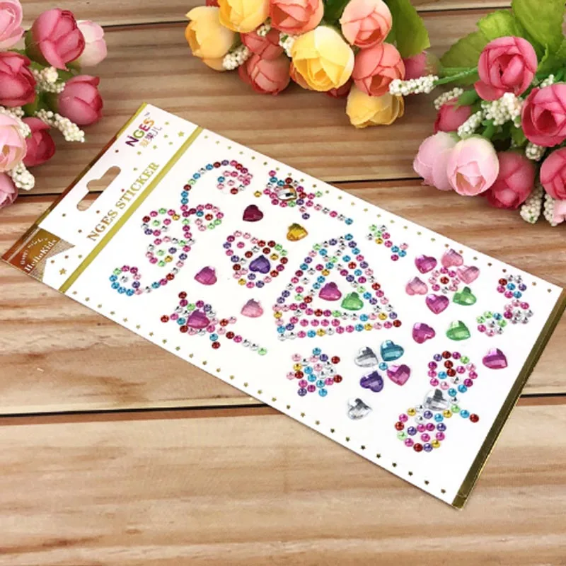 6 шт./лот 10*22 см Декоративные алмазные наклейки с кристаллами лист креативных