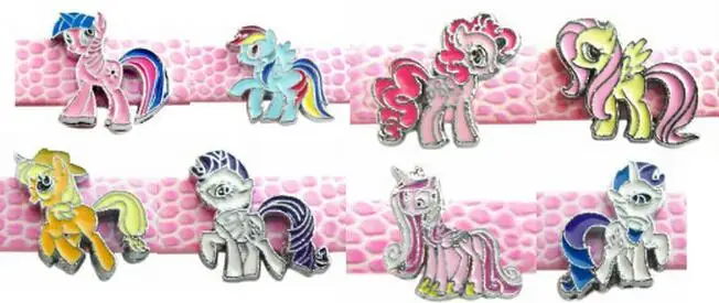 

(20, 50)PCS/lot 8MM Mix Cartoon DIY Alloy Horse Slide Charms Fit For 8mm Keychains Wristband Fashion Jewelrys
