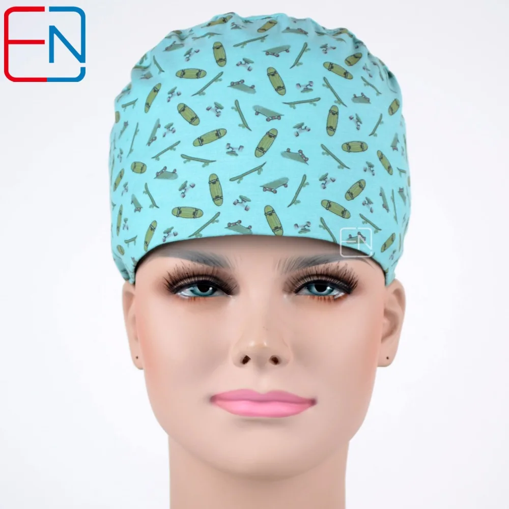 Hennar медицинские операционные шапочки с Sweatband Sweatband Скраб крышка s Синий скейтборды хирургический Доктор Медсестры Рабочая Кепка унисекс - Цвет: cap only