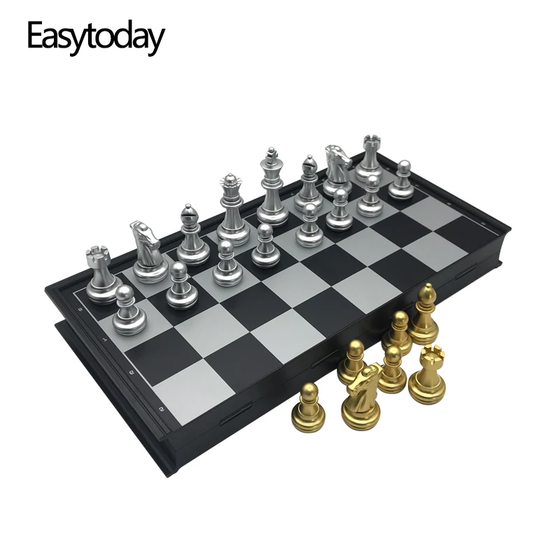 Easytoday пластиковая шахматная игра складная доска магнитные шахматы стандартные