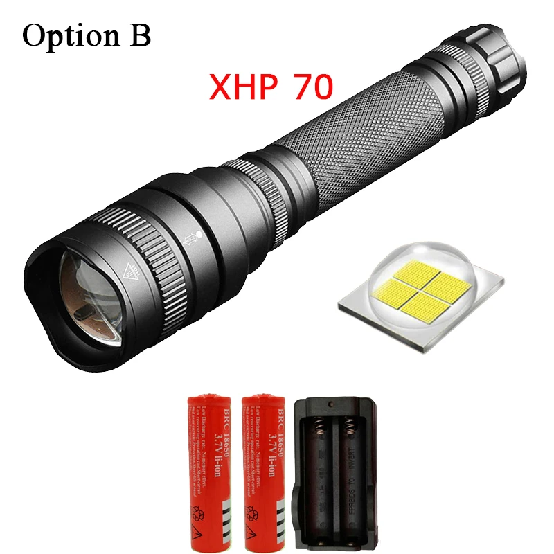 Option B Litwod Z201515 CREE XHP70 8000lm высокое Мощность Фул тактический светодиодный фонарик Фонарь телескопический зум-объектив с Фонари Мощность 18650 батарея - Испускаемый цвет: Option B