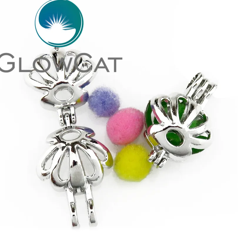 10x K598 Shell Flower Pearl Cage Jewelry Making Bead Pendant Essential Oil Diffuser Aroma Locket For Oyster | Украшения и