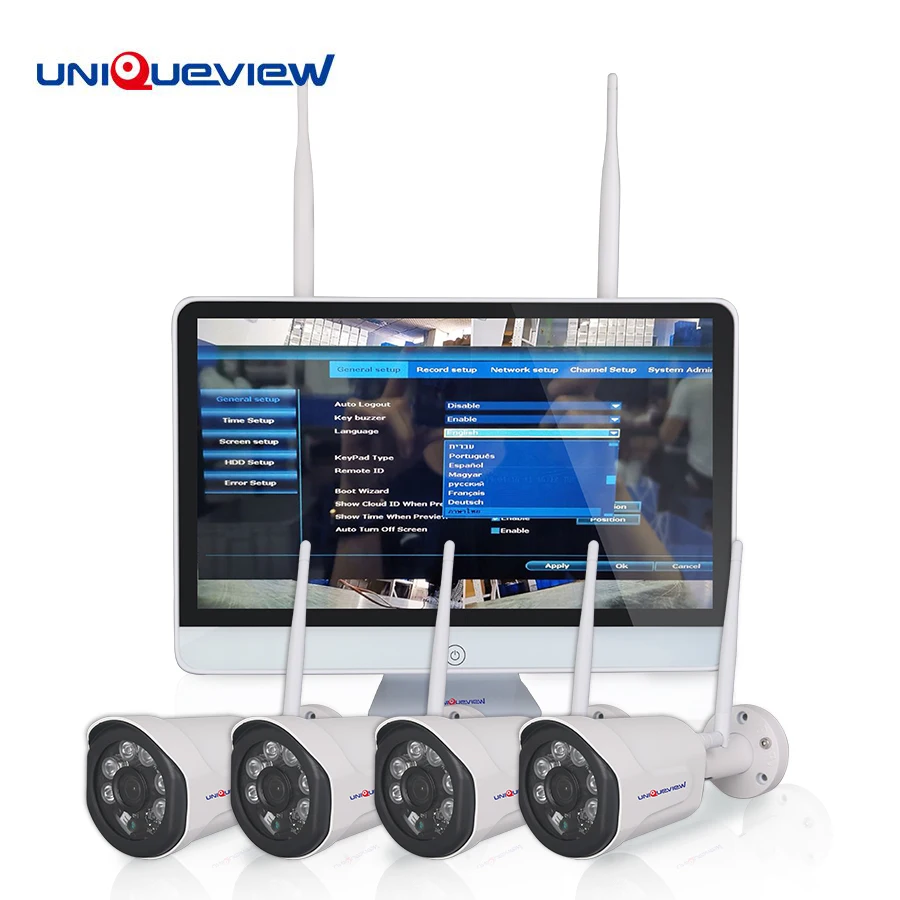 4ch 15 &quotLCD Беспроводной NVR комплект 2MP HD 1080P Открытый ИК ночного видения IP Wifi камера
