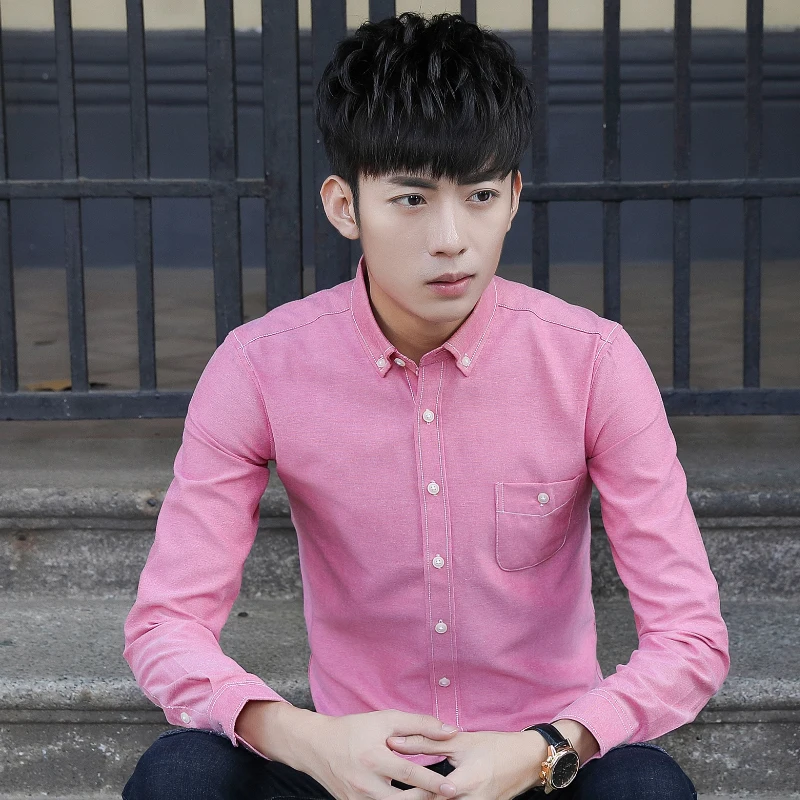 New fashion Long Sleeve Shirt Men's Spring Festival Korean version of self cultivation Youth casual shirt style | Мужская одежда