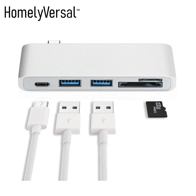 Серебристый Homelyversal MacBoook док-станция хаб-конвертер USB-C к HDMI/type-c док-станция usb3.0 порт - Цвет: Серебристый