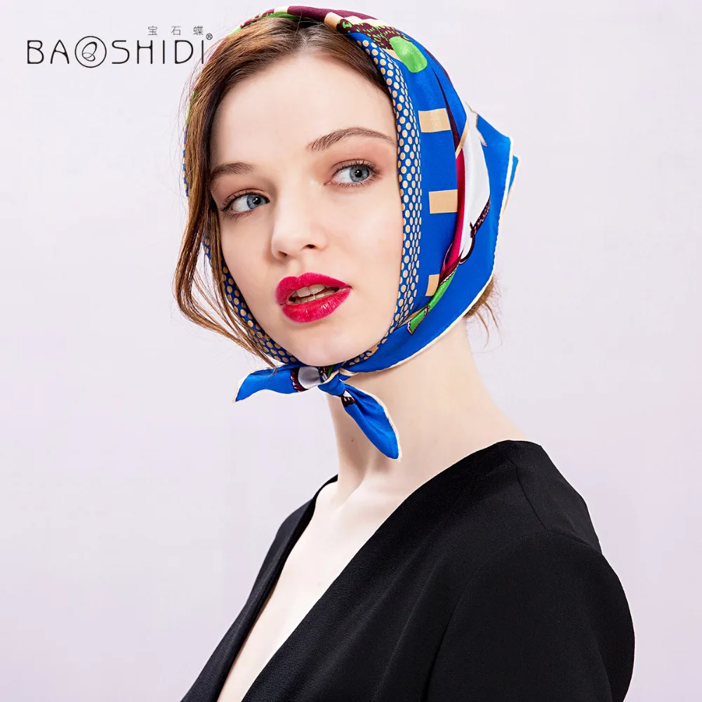 

Женский шарф BAOSHIDI, шарф из 100% шелка с квадратным вырезом, 2017