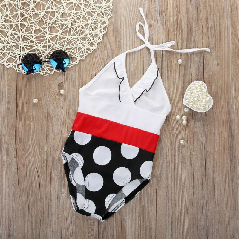 Танкини в горошек для маленьких девочек бикини детей цельный купальник