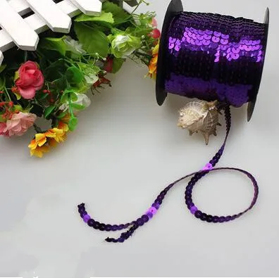 purple 10 ярдов 25 цветов плетеные блестки кружевная отделка кружевной ленточный аксессуар украшение ручной работы материал 0,6 см LC0223 - Цвет: purple