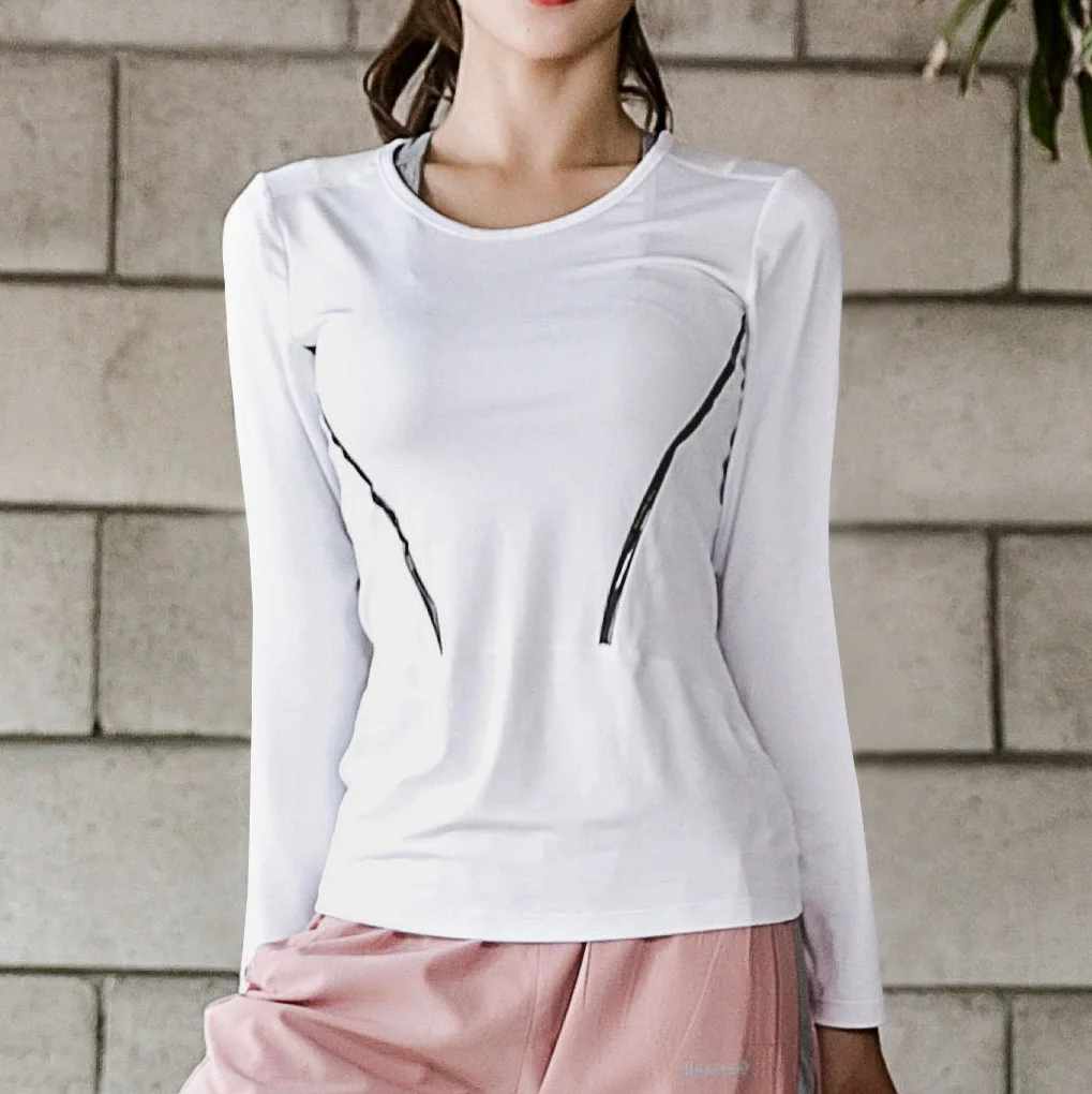 white shirt Женский комплект для йоги, спортивный костюм с длинным рукавом, кофта Стретч, спортивные штаны, спортивный бюстгальтер для бега, бега, отдыха, фитнеса, тренировок, комплект одежды - Цвет: white shirt