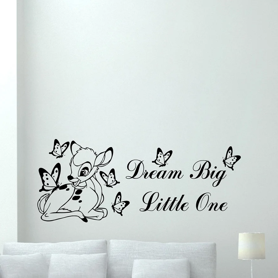 Dream Big Little One виниловая наклейка на стену олень бабочка детская плакат со съемным