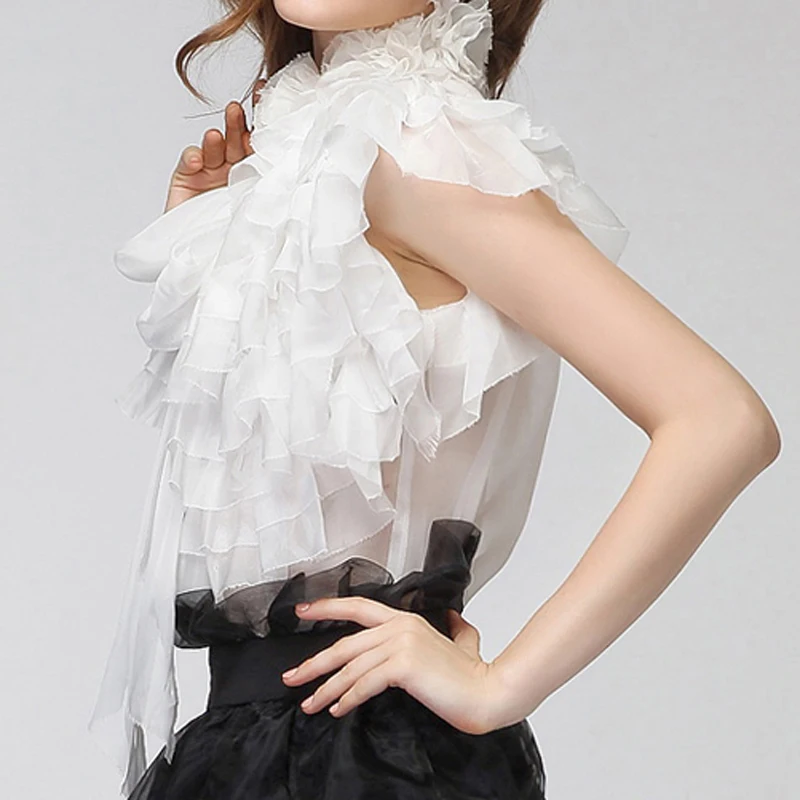Высококачественная Новая Мода 2017 дизайнерский Топ Женская блузка с каскадными