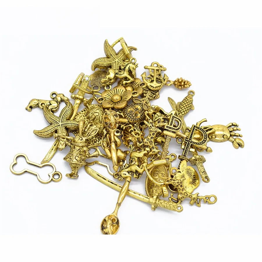 50g/lot Multiple Styles Diy Jewelry Making Silver Alloy Cabochon Gold Fndings Skull Pandant Accessories 30 | Украшения и