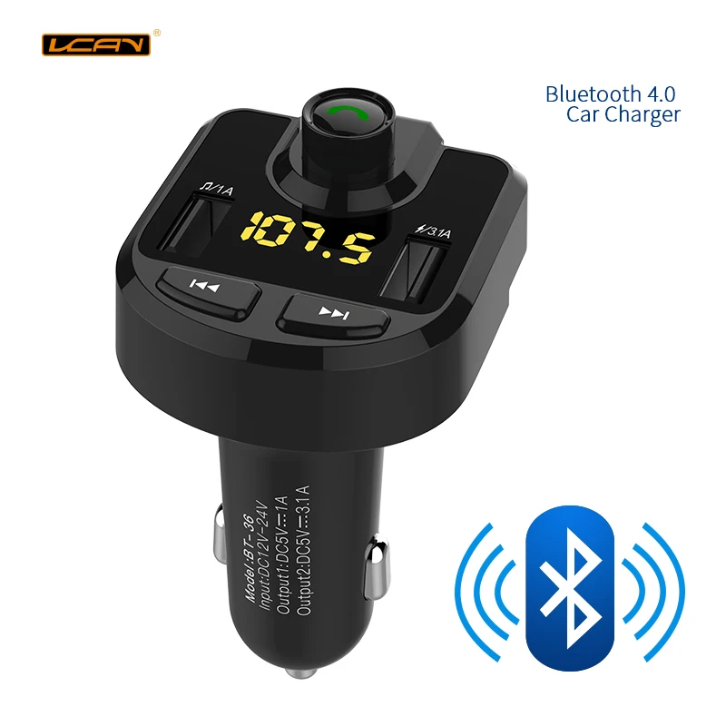 LCAV Car Bluetooth Charger FM Transmitter MP3 Radio Player With Dual USB Voltage LED Display TF Card Music HandFree Kit | Автомобили и