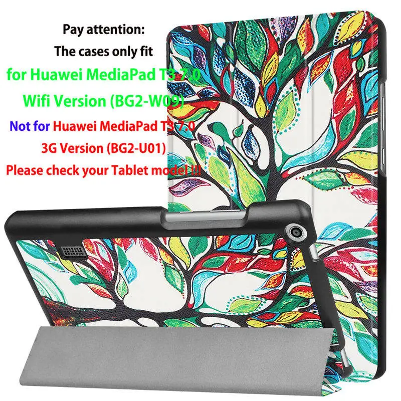 picture 2 Модный чехол для девочек huawei MediaPad T3 7,0 BG2-W09, смарт-чехол из искусственной кожи, чехол для планшета Honor Play Pad 2 7,0, кожа+ пленка+ ручка - Цвет: picture 2
