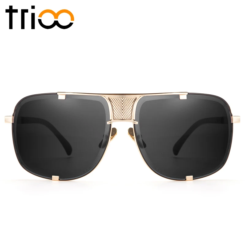 Мужские солнцезащитные очки без оправы TRIOO квадратные золотистые металлические