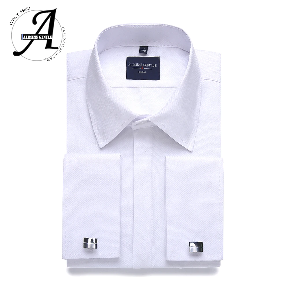 Мужская классическая рубашка с длинными рукавами и скрытой планкой|french dress shirt|dress