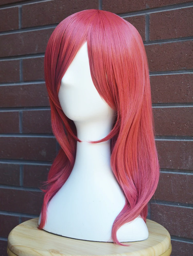Милое японское аниме! Косплей парик Maki Nishikino Длинные Волнистые Розовые