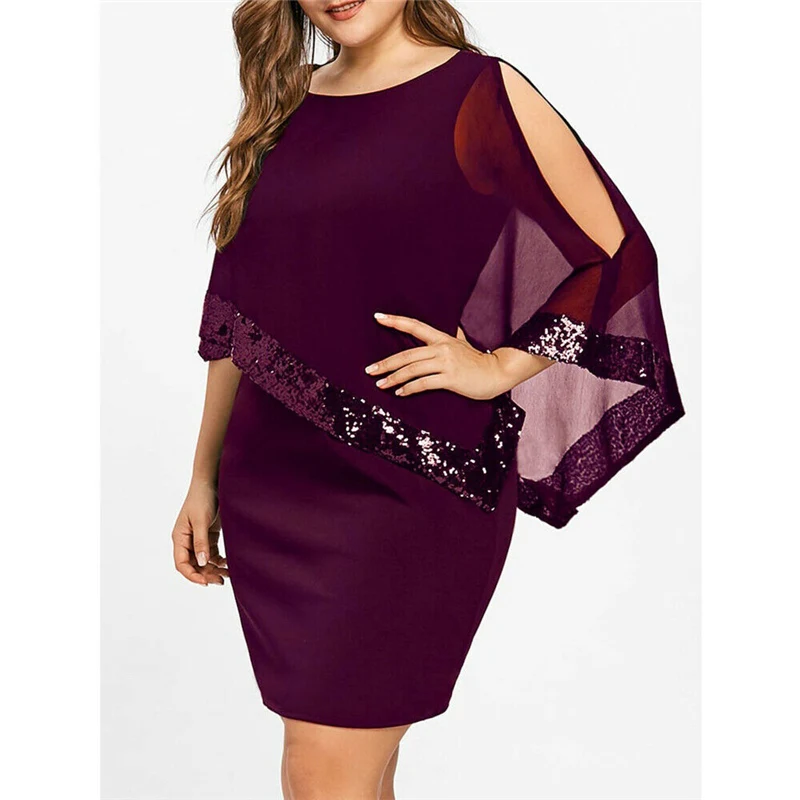 Fashion Irregular Sequins Dress Plus Size Women Sexy Slim Ladies Solid Color Casual Bodycon Party Dresses 2019 Summer Lady | Женская