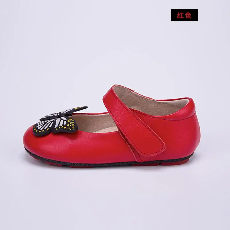 Butterfly Red Мультяшный Микки девочки Детские кожаные тонкие туфли для малышей Дети Принцесса обувь Бэмби детская обувь Бэмби обувь - Цвет: Butterfly Red