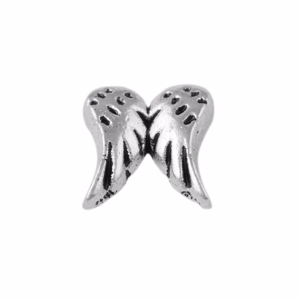 Бесплатная доставка Плавающие Подвески серебряные крылья ангела для плавающего