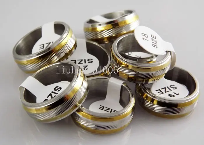 Кольцо из нержавеющей стали с золотым ободком 10 мм 36 шт.|fashion jewelry ring|jewelry ringsstainless