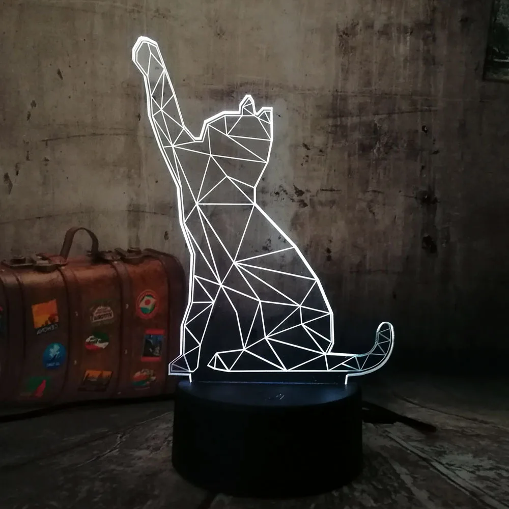 Amroe 3D светодиодный ночной Светильник Lampara Cat Animal 7 цветов флэш светильник