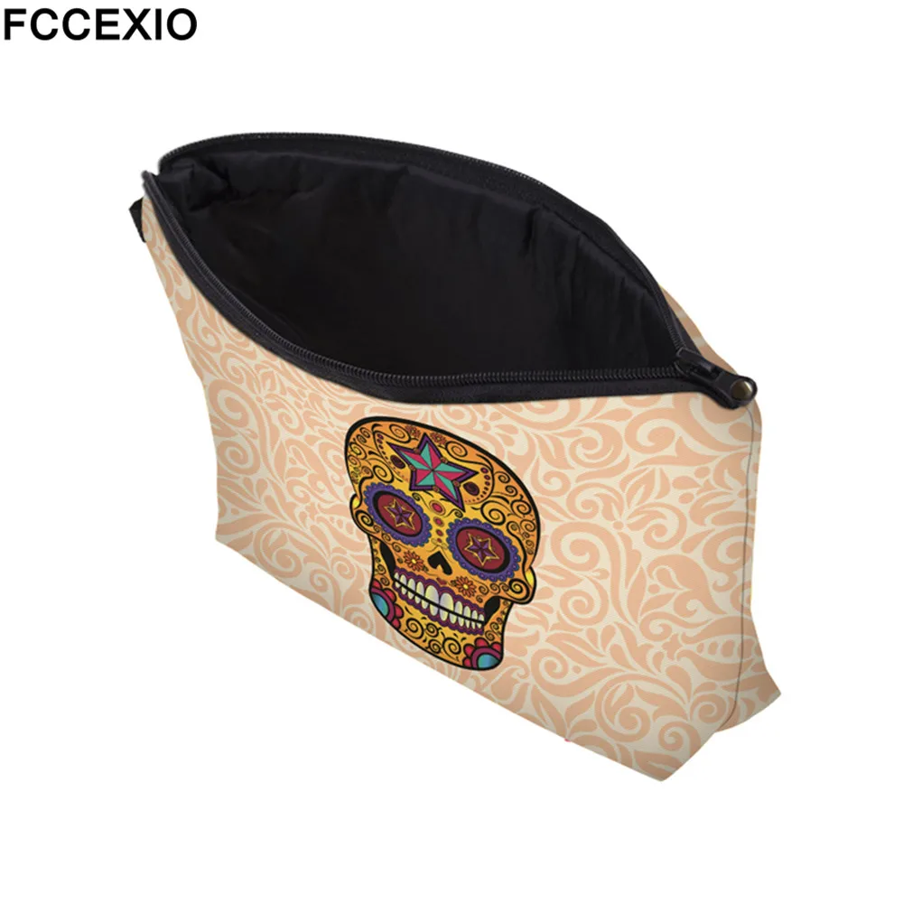 FCCEXIO Хэллоуин Череп косметичка многоцветный узор милый Косметика Pouchs для путешествий дамы мешок Для женщин косметички 20