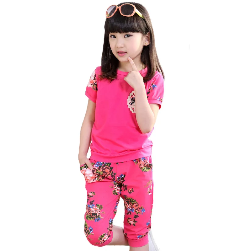 Дети Одежда Наборы для Девочек Топы + Брюки Костюмы 2017 Летние Спортивные Мода