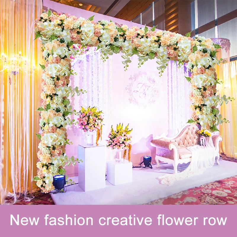 1m Artificial Silk Rose Row DIY Wedding Road Guide Arch Decoration Artificial Flower Opening Studio Props Dress Up Flower