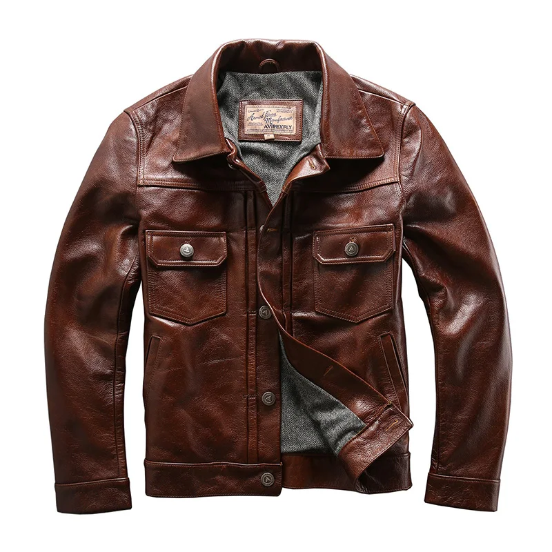 

Read Description! Asian Size High Quality Cowhide Leather Men Casual Vintage Biker Jacket 507XX