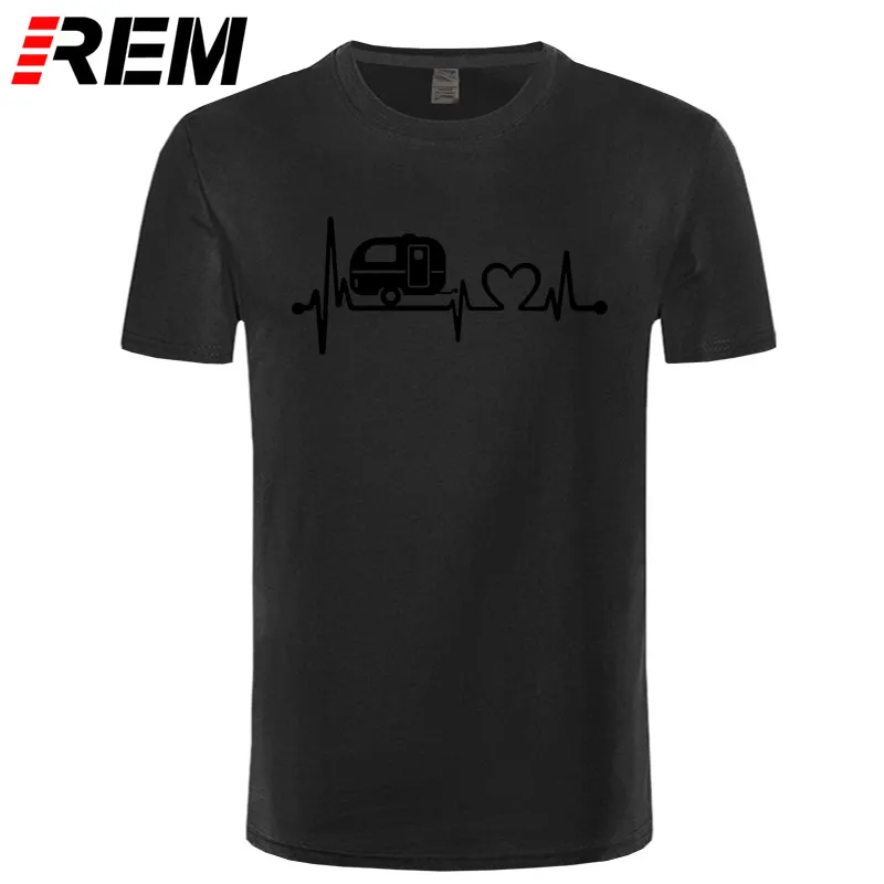 REM, горький кофе, новые летние хлопковые мужские футболки, топы, футболки с короткими рукавами, Camper, для путешествий, Hiker, Camper, Heartbeat, футболка - Цвет: black black