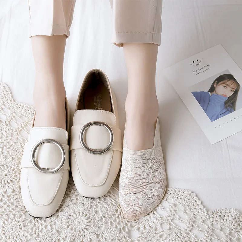 Красочные женские сексуальные вышитые носки-лодочки невидимые кружевные носки с