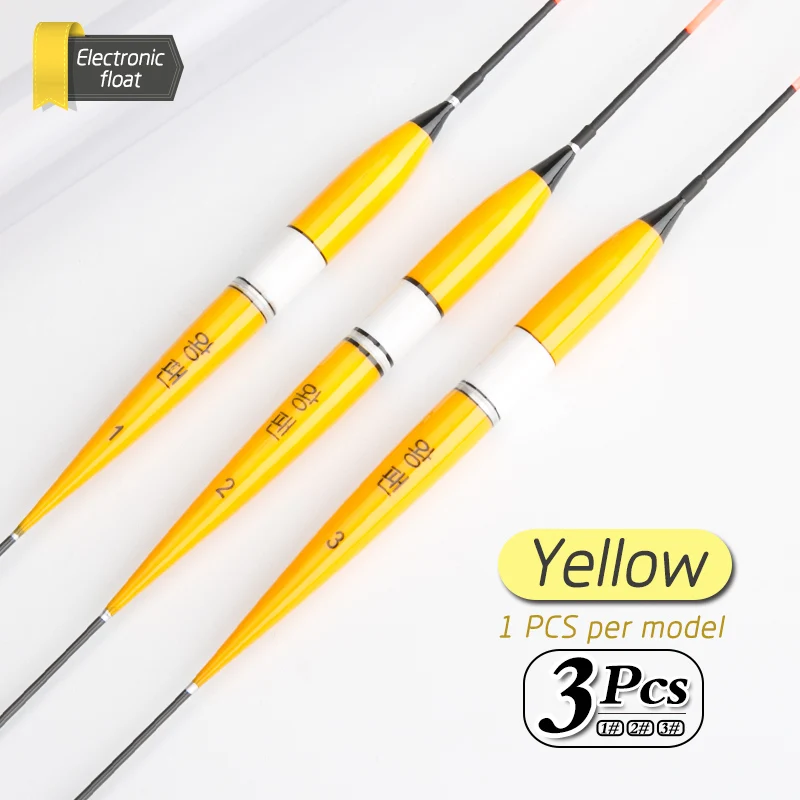 Yellow 3 шт./лот светящийся электронный рыбалка поплавок, рыболовные снасти рыболовный поплавок с длинным шлейфом для девочек ночного поплавок - Цвет: Yellow
