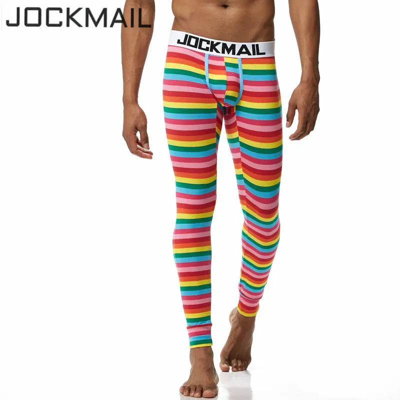 JOCKMAIL, мужское термобелье, Приталенные брюки, модное мужское нижнее белье, штаны в полоску, с принтом, камуфляж, sous vete, Мужские t homme