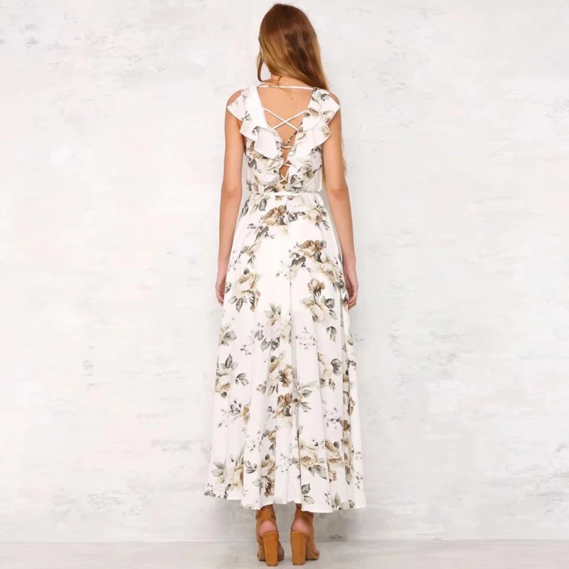 Платье 2018 г. летние пикантные Цветочный принт шифоновое платье Boho Стиль Длинные