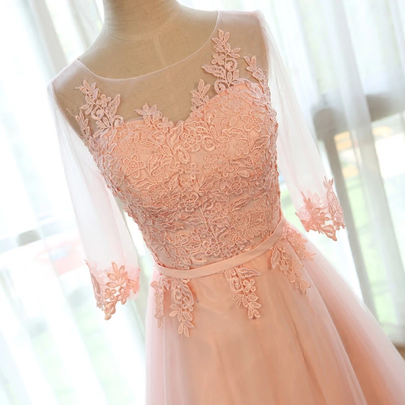 Robe de soiree прозрачное кружевное длинное вечернее платье трапециевидной формы с глубоким вырезом и коротким рукавом, платье для выпускного вечера