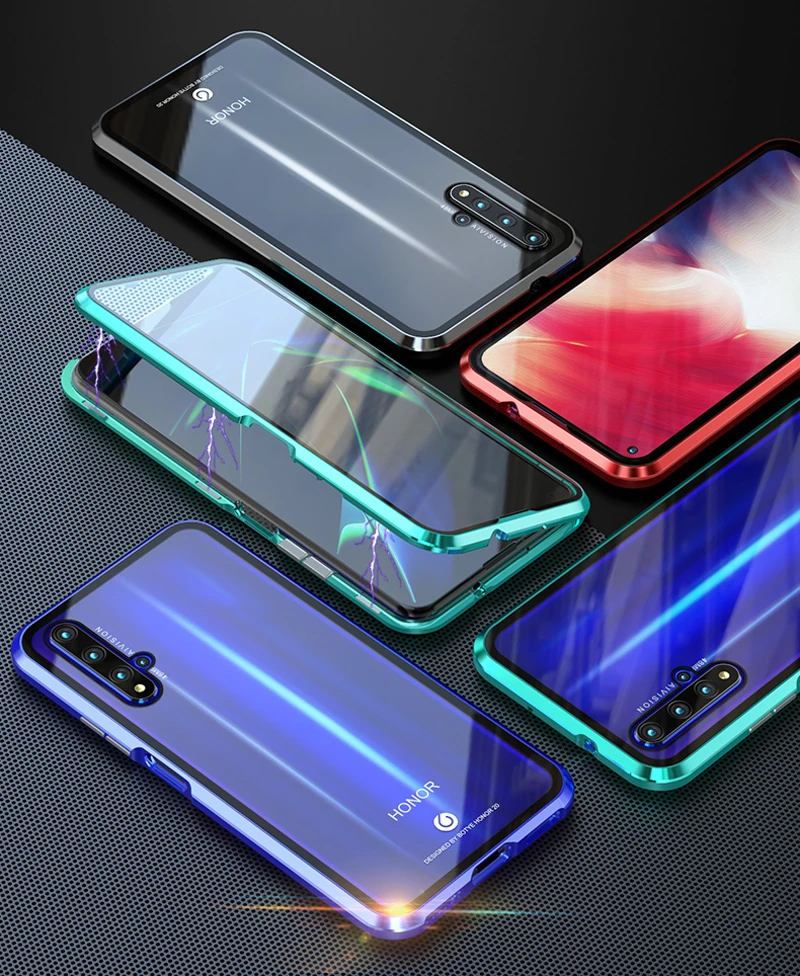 360 полный защитный чехол для Honor 20 Pro Nova 5T 20Pro, магнитный металлический бампер, защитный передний стеклянный чехол для Honor 20, чехол