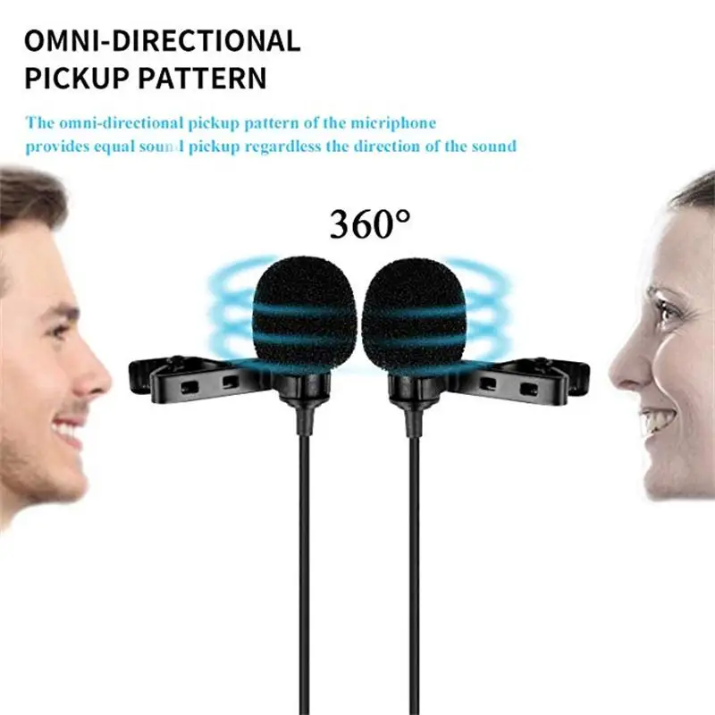 FELYBY двухсторонний конденсаторный микрофон на лацкане петличный для звукозаписи