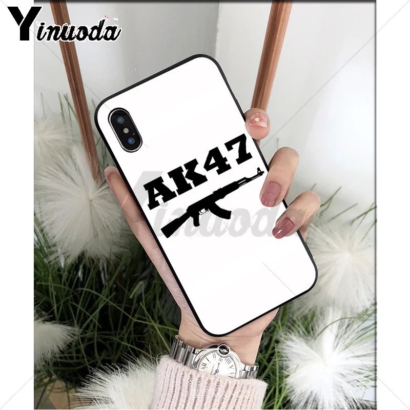 Yinuoda AK47 пистолет ТПУ Мягкий силиконовый чехол для телефона чехол для iPhone X XS MAX 6 6s 7 7plus 8 8Plus 5 5S SE XR