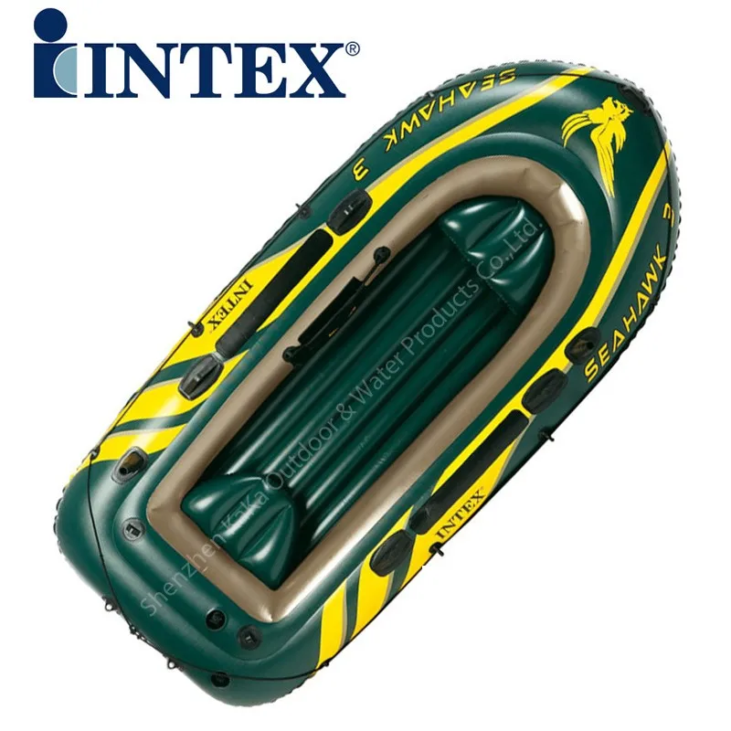 Intex seahawk надувная лодка для рыбалки на 3 человека, ПВХ, 295*137*43 см, лодка с алюминиевым веслом, ручной насос, Бостонский клапан, держатель стержня A06006