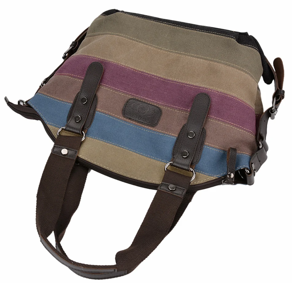 Coofit Multicolor Stripe Leisure Canvas Crossbody Bags Womens High Quality Tote Handbag Casual Popular Shopping Bag For Girls | Багаж и