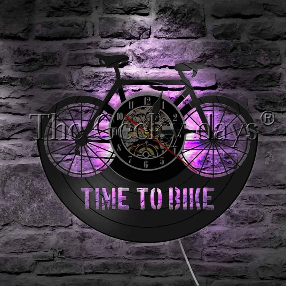 Светодиодный ночной Светильник Time To Bike в стиле ретро настенные часы с виниловой