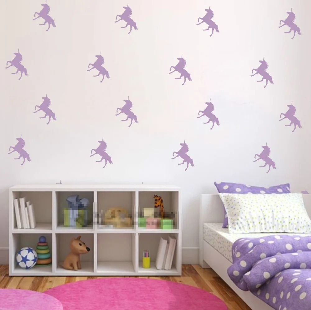 

Настенные стикеры Little Cute Unicorn 32 шт./компл., виниловые Переводные картинки для детской спальни, настенные съемные украшения для детской комна...