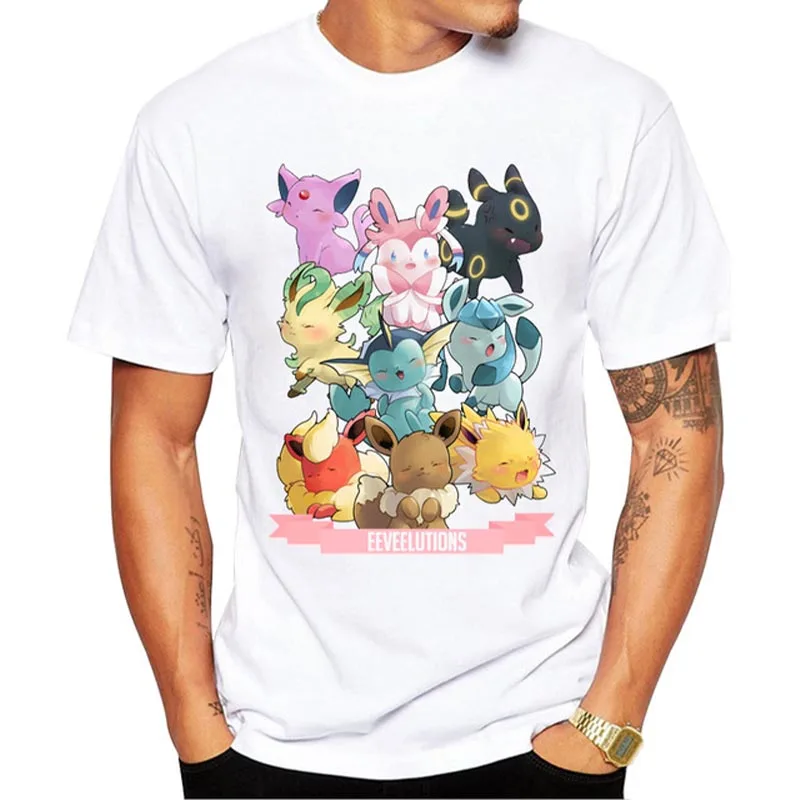 2018 НОВЫЕ ПОСТУПЛЕНИЯ Мужская модная футболка короткий рукав футболки Pokemon Go духи