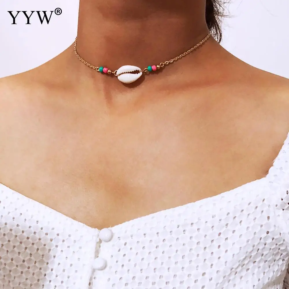 Женское Ожерелье чокер ожерелье с подвеской в виде морской раковины богемное