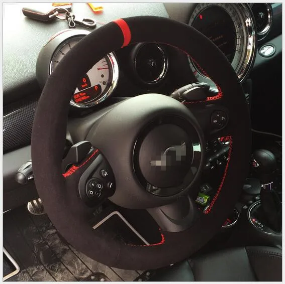 Черные сапоги из натуральной кожи ручной работы рулевого колеса автомобиля