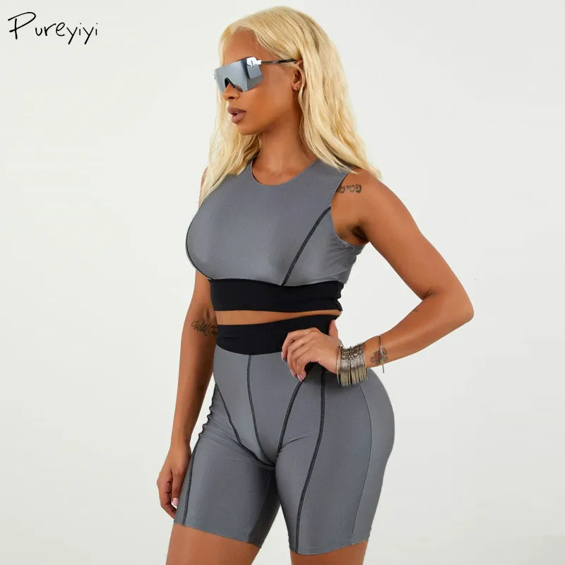 Женский комплект для йоги из 2 предметов спортивные костюмы однотонные топы без