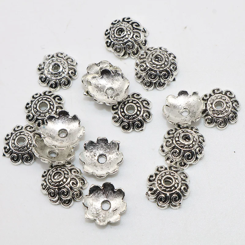 8мм 100шт./лот металлических крышек для бусин разных цветов тибетского серебра, покрытых цветным цветом, бусины-цветы с цинковым сплавом.